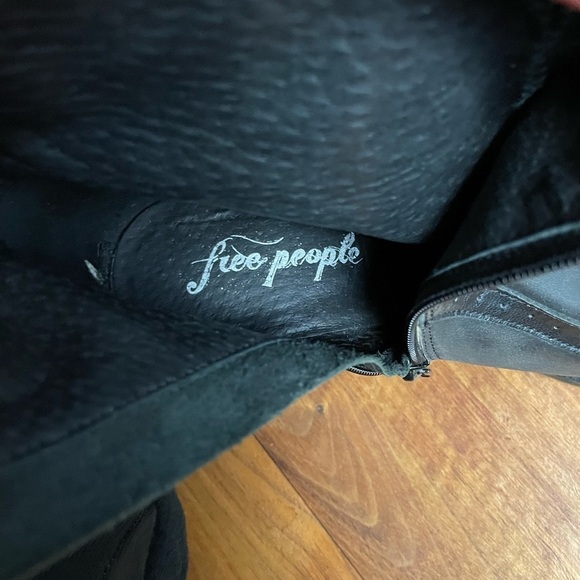 Free People Leather Western Distressed Block Heel Cowgirl Ankle Boots - Picture 12 of 15